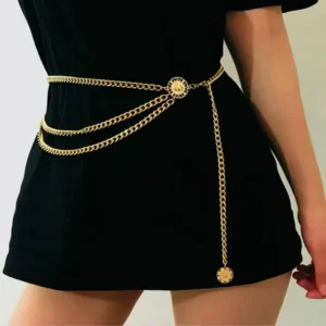 Chain Belt Hip High Waist Gold