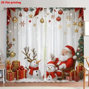 Christmas Curtains Santa & Snowman