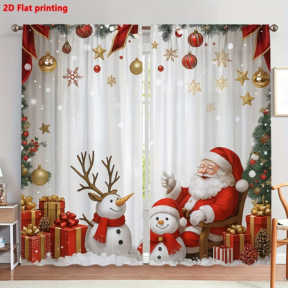 Christmas Curtains Santa & Snowman