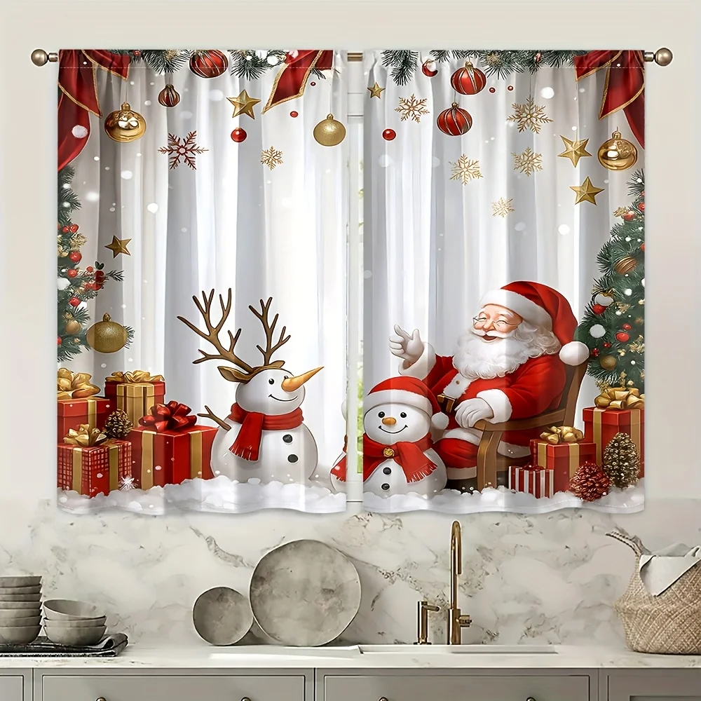 Christmas Curtains Santa & Snowman - Image 6
