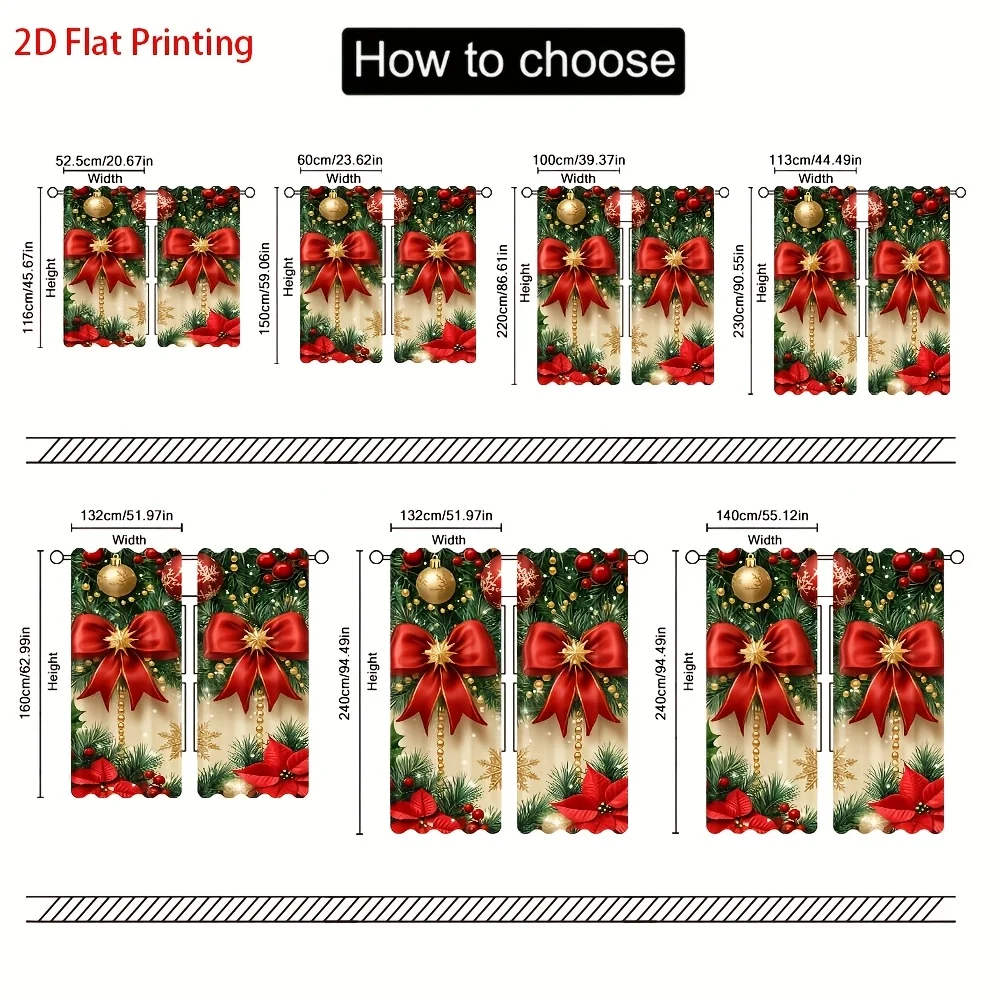 Christmas Curtains Red Ribbon - Image 6