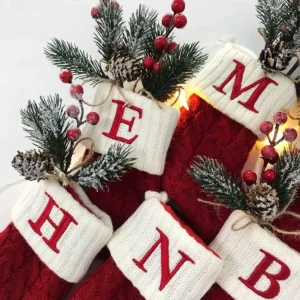 Alternative view of Christmas Tree Alphabet Knitting Sock Decoration