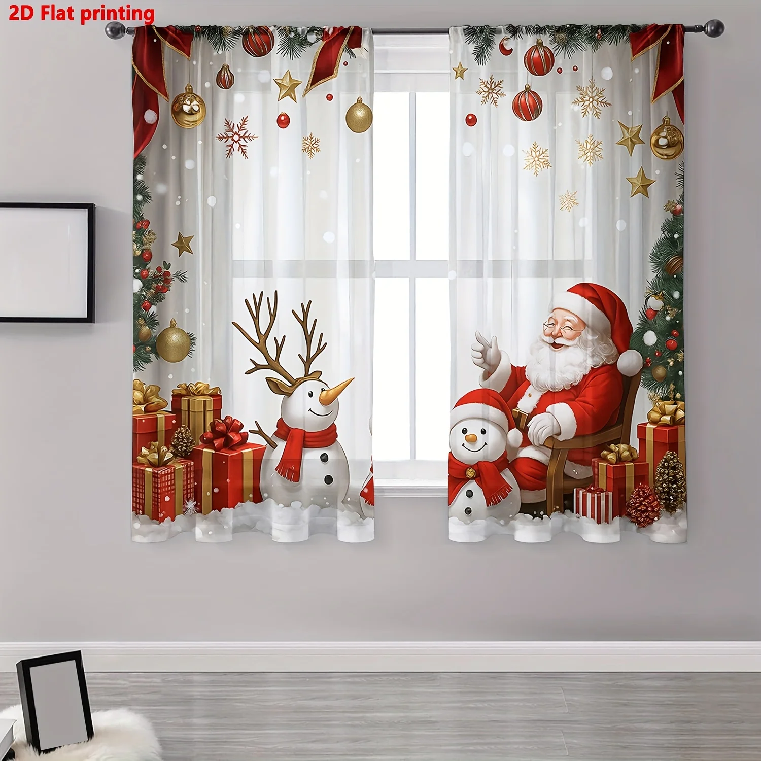 Christmas Curtains Santa & Snowman - Image 5