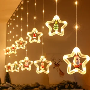 Alternative view of Christmas LED Strip Lights Room Garland LED Curtain Lamp USB Plug Christmas Decorations Lights for Bedroom Living Room Window
