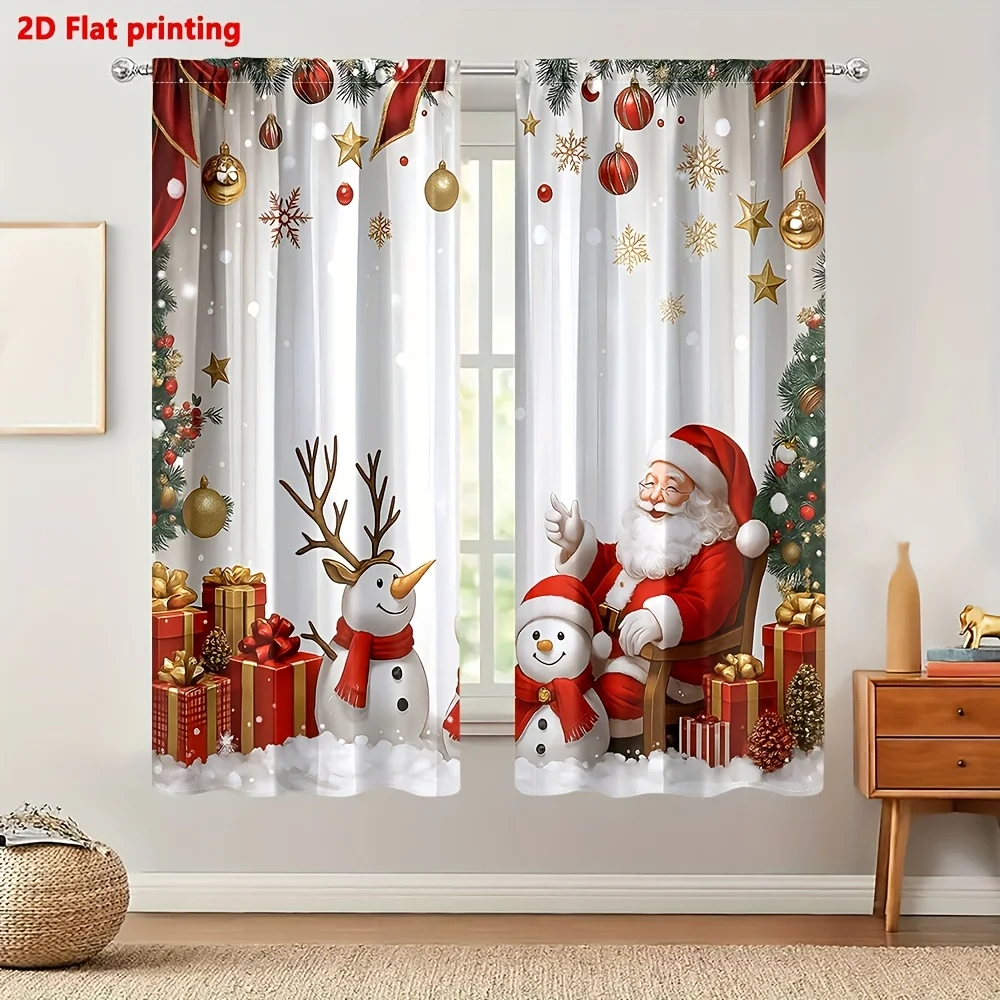 Christmas Curtains Santa & Snowman - Image 4